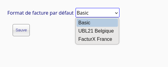 Choix format facture