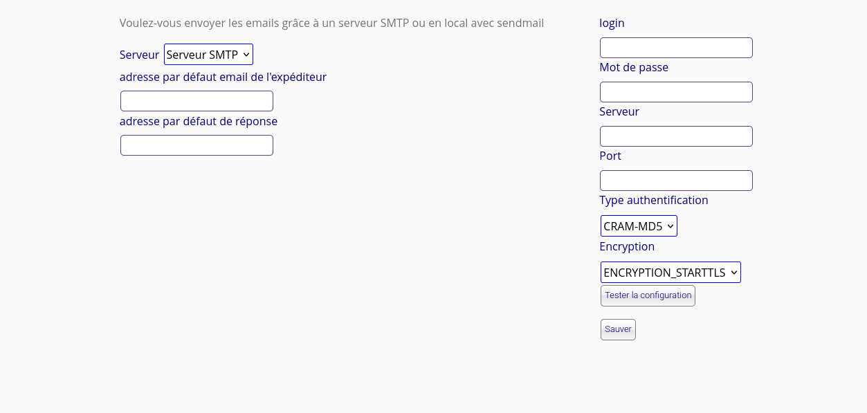 paramétrage de l’email