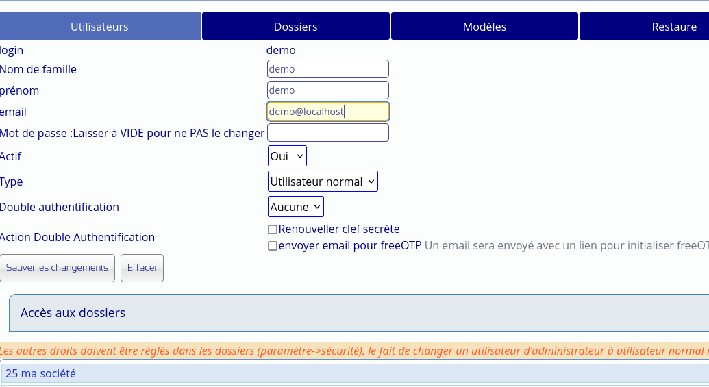 Détail utilisateur